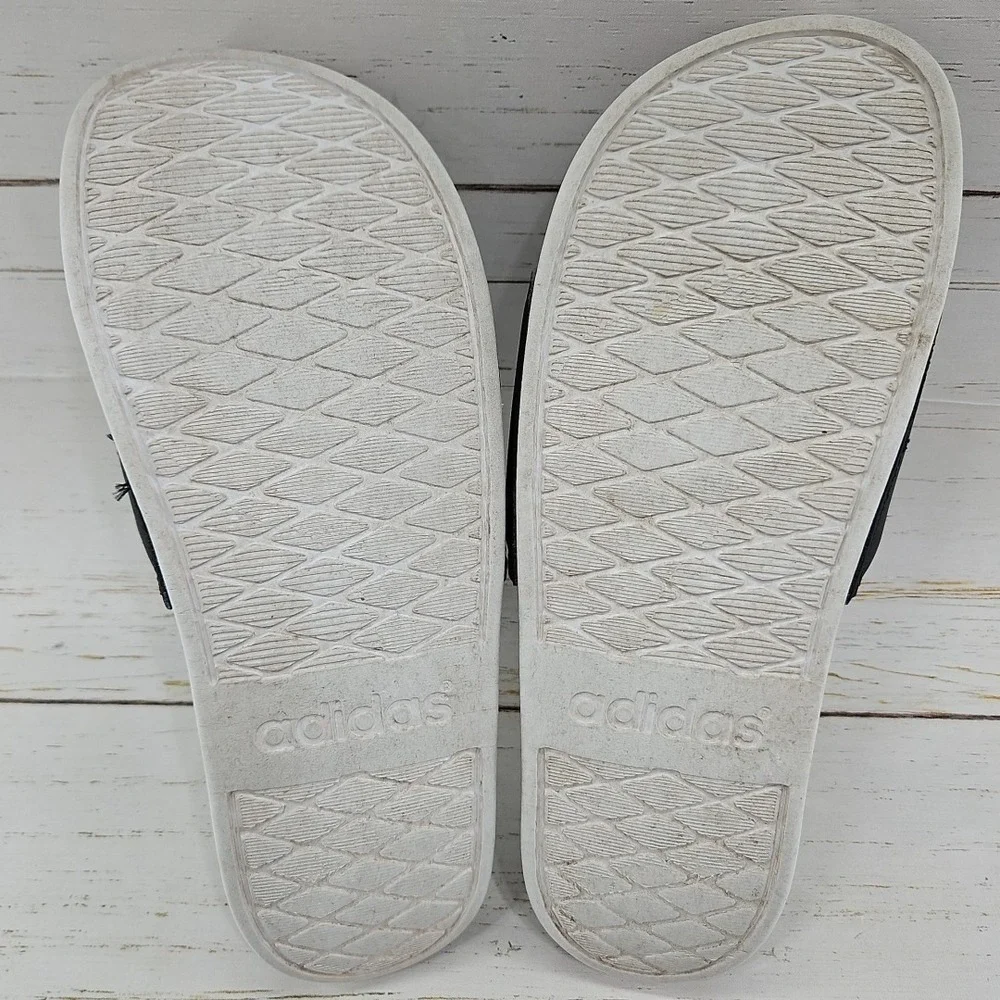adidas Essentials Comfort‎ Slides Mens 8 Black White Sandal CG3427